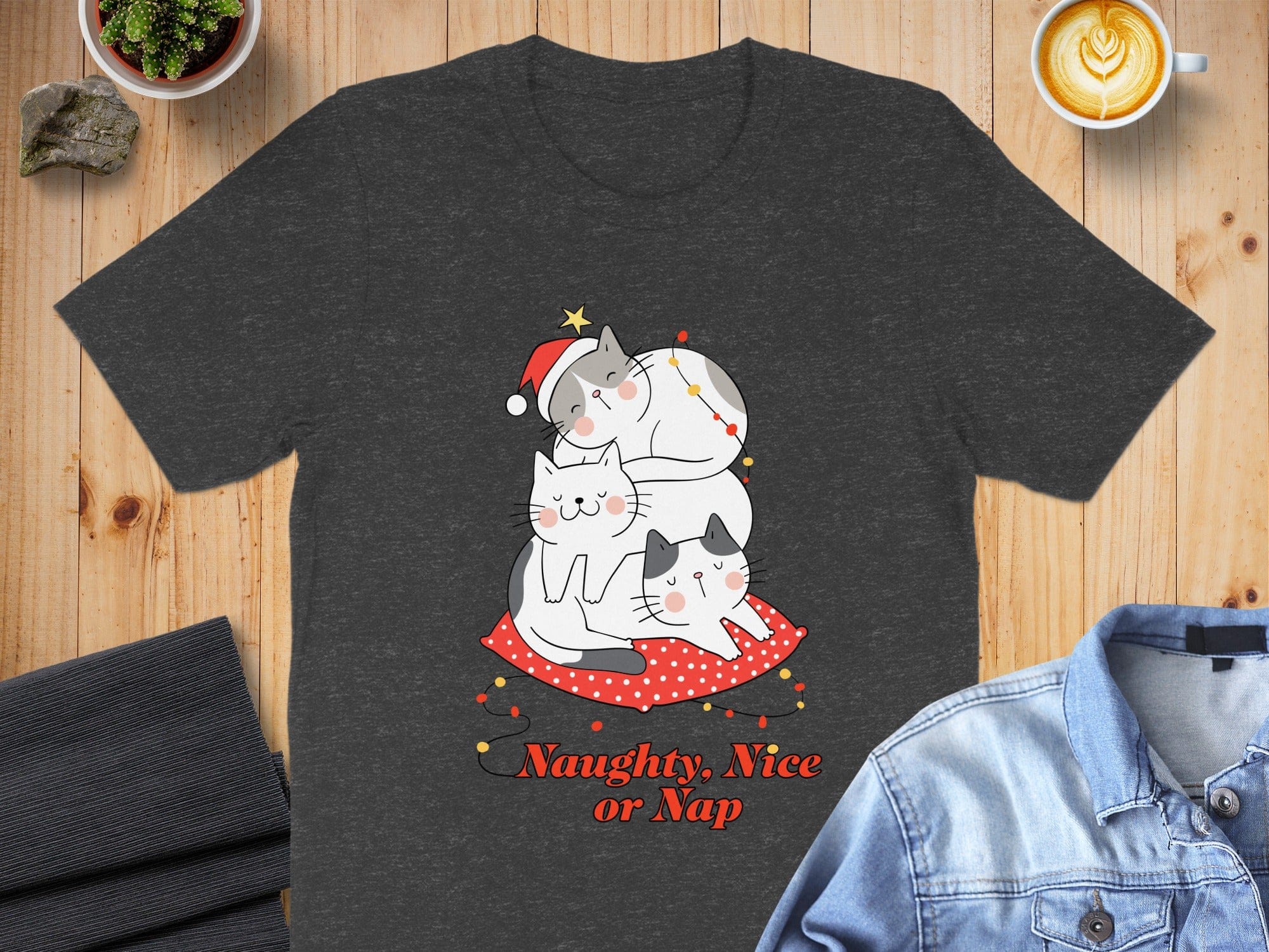 Naughty Nice or Nap Christmas Cats T-shirt