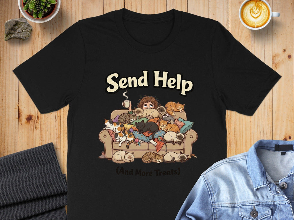 Funny Send Help And More Treats Black T-shirt