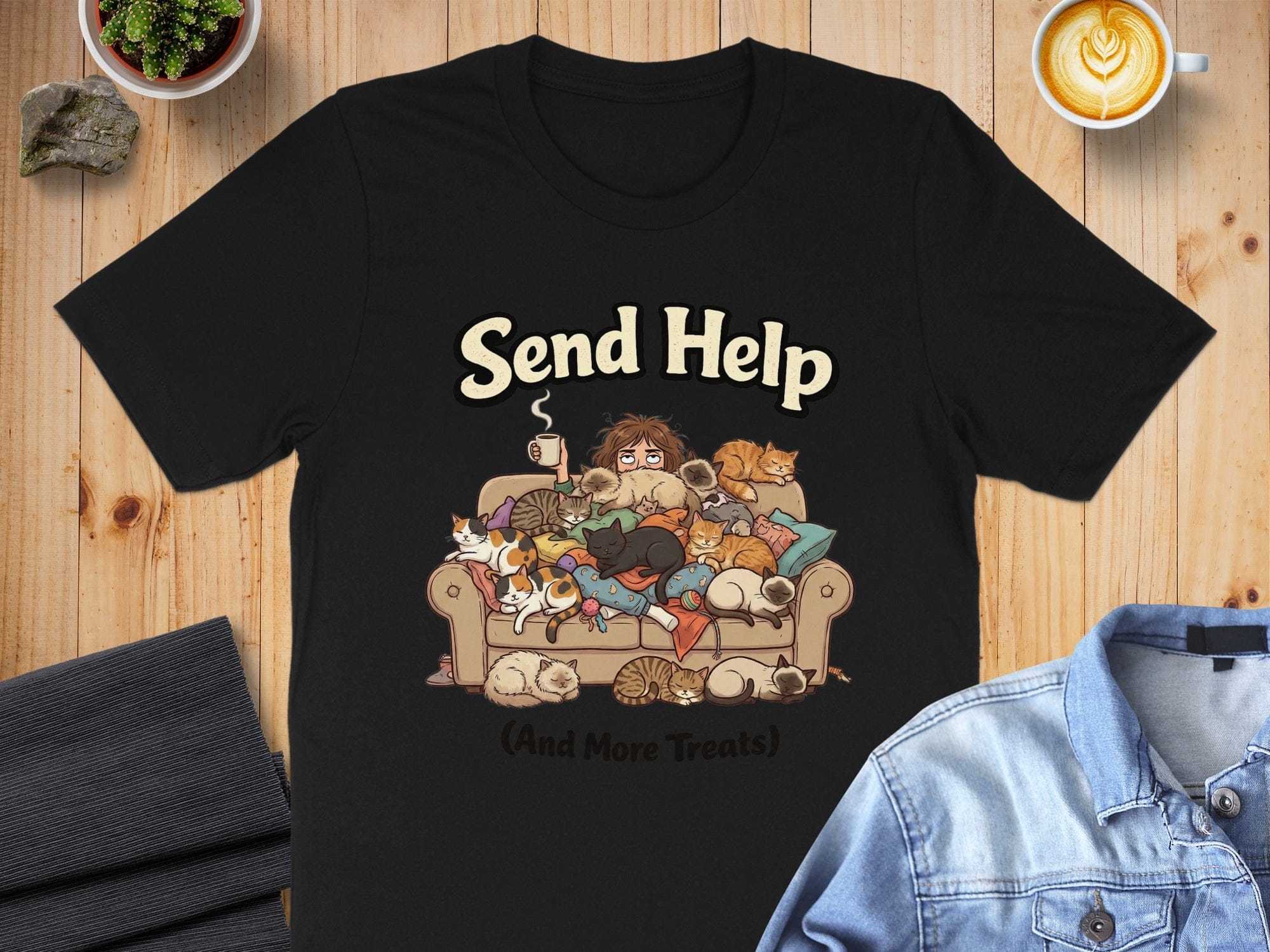 Funny Send Help And More Treats Black T-shirt