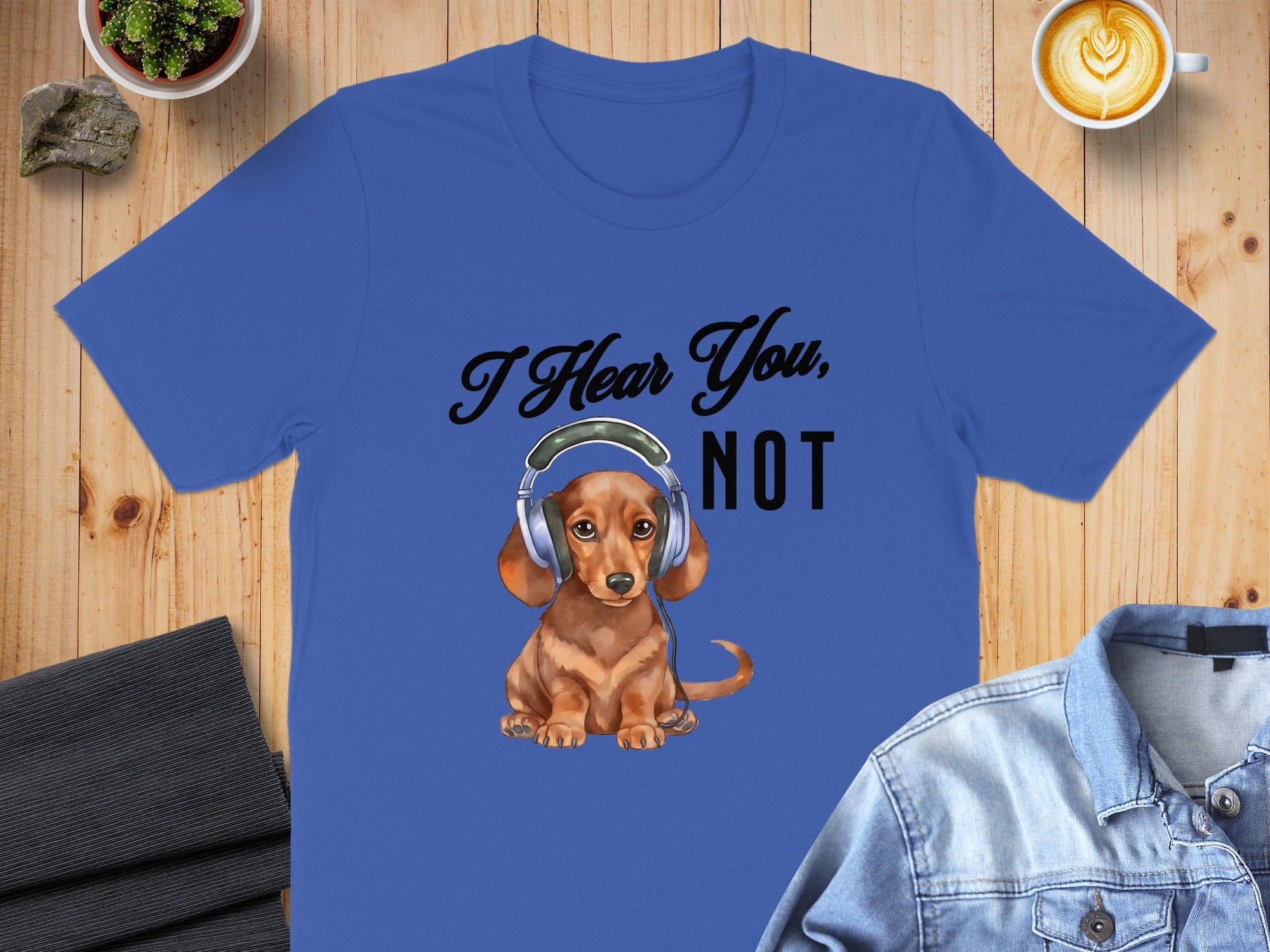 I Hear You Not Dachshund Headphones Graphic Shirt