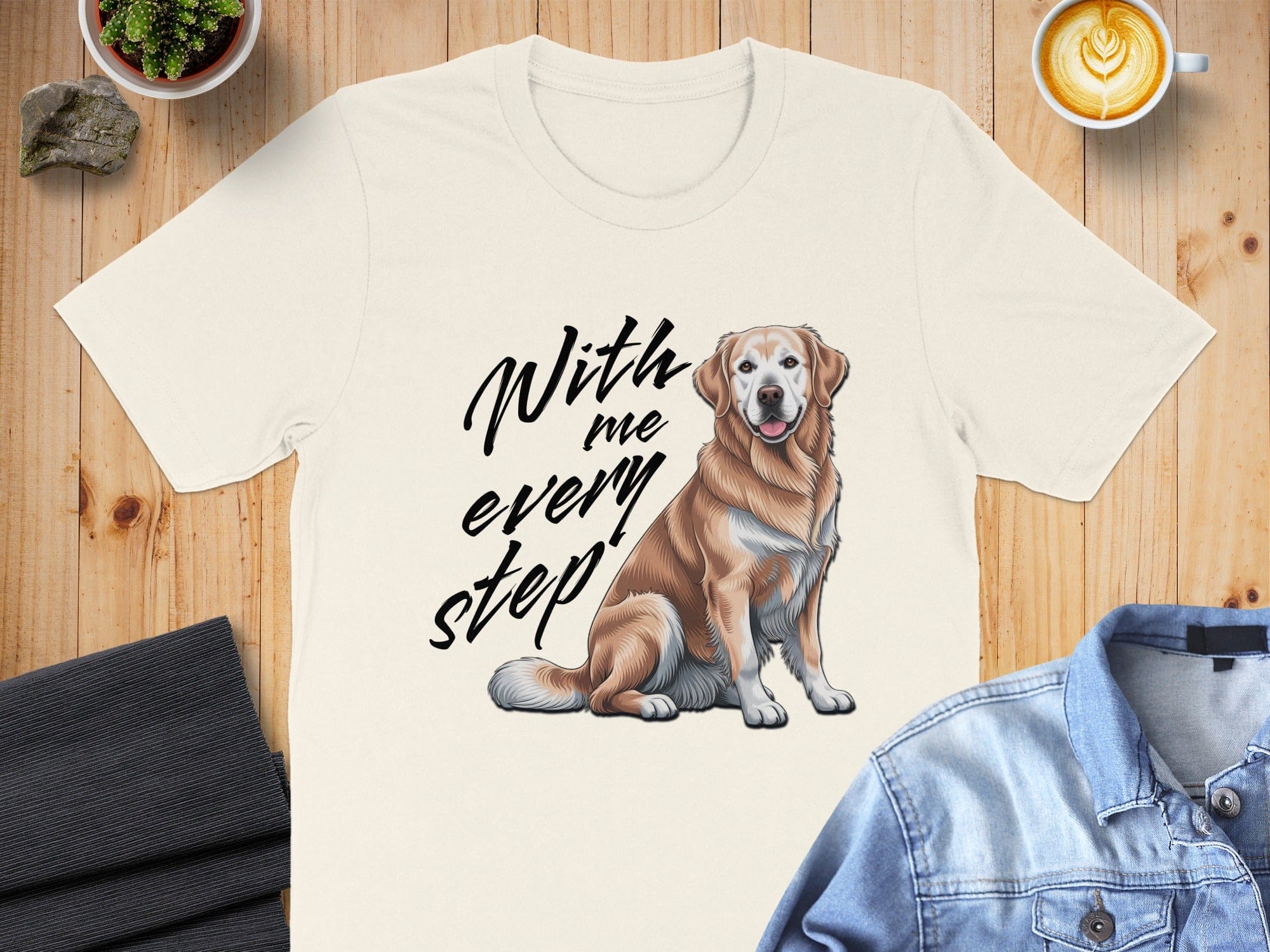 With me every step dog lover t-shirt