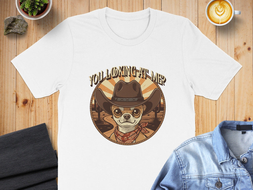 Funny Cowboy Chihuahua Graphic Design T-Shirt