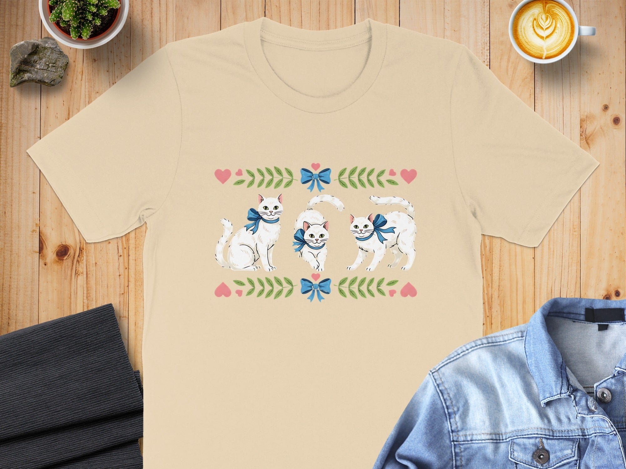 Cute Cats with Bows Decorative T-Shirt Product