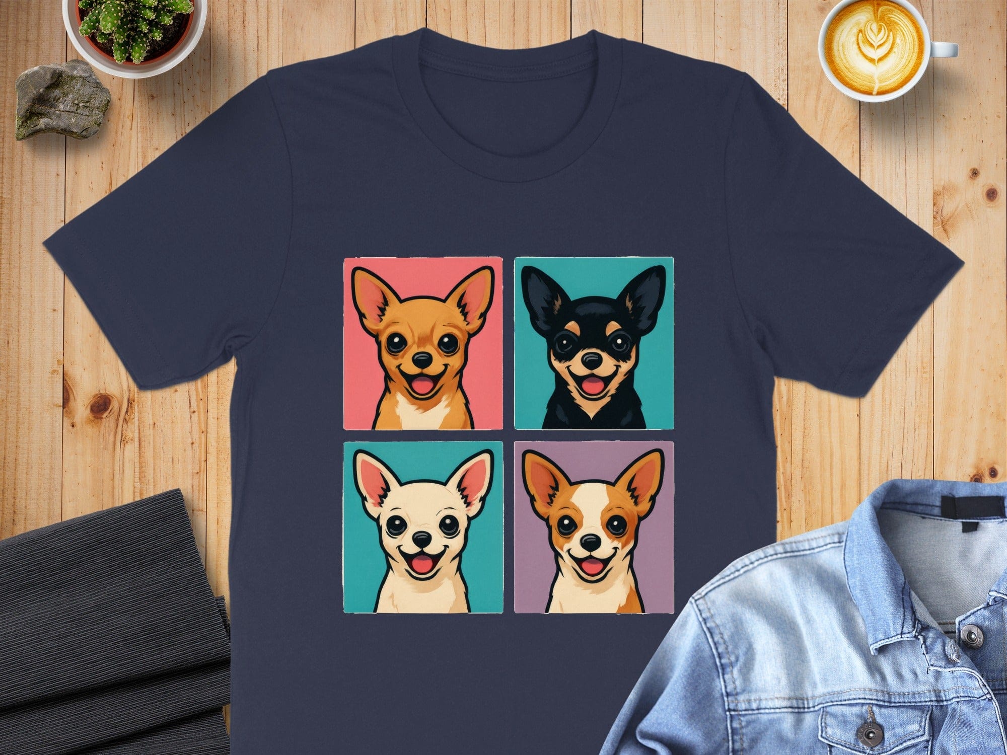 Colorful Cartoon Dogs Graphic Print T-shirt