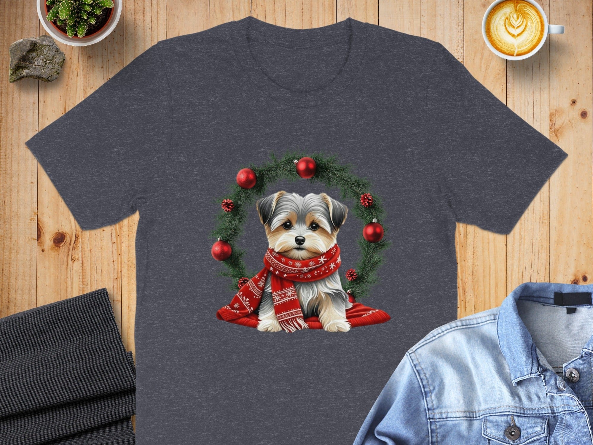 Puppy Dog with Red Scarf Holiday Design Shirt