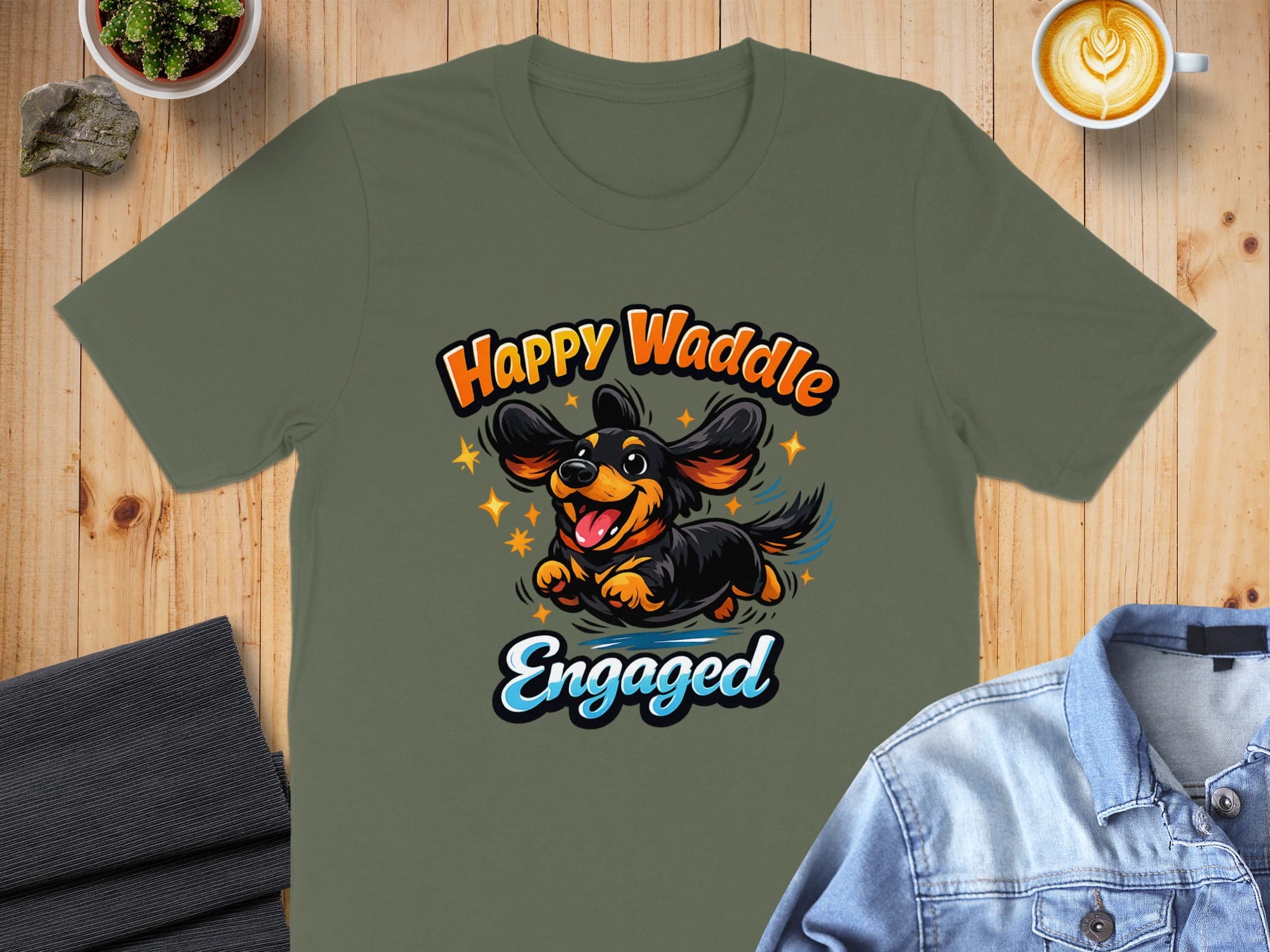 Happy Waddle Engaged Dachshund Graphic T-Shirt