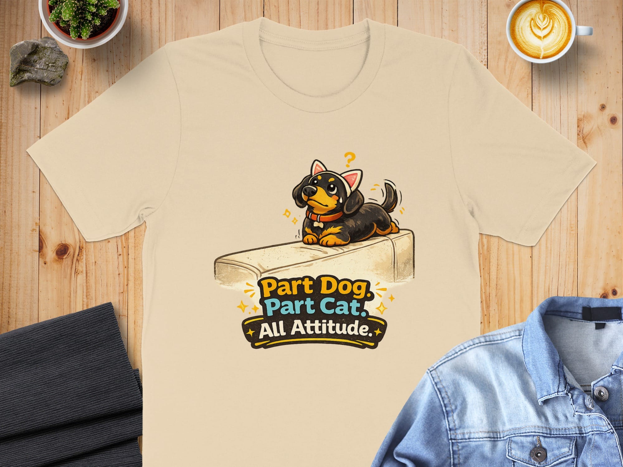 Part Dog Part Cat All Attitude Graphic T-shirt