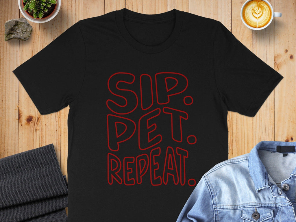 Sip Pet Repeat Graphic Design Tee