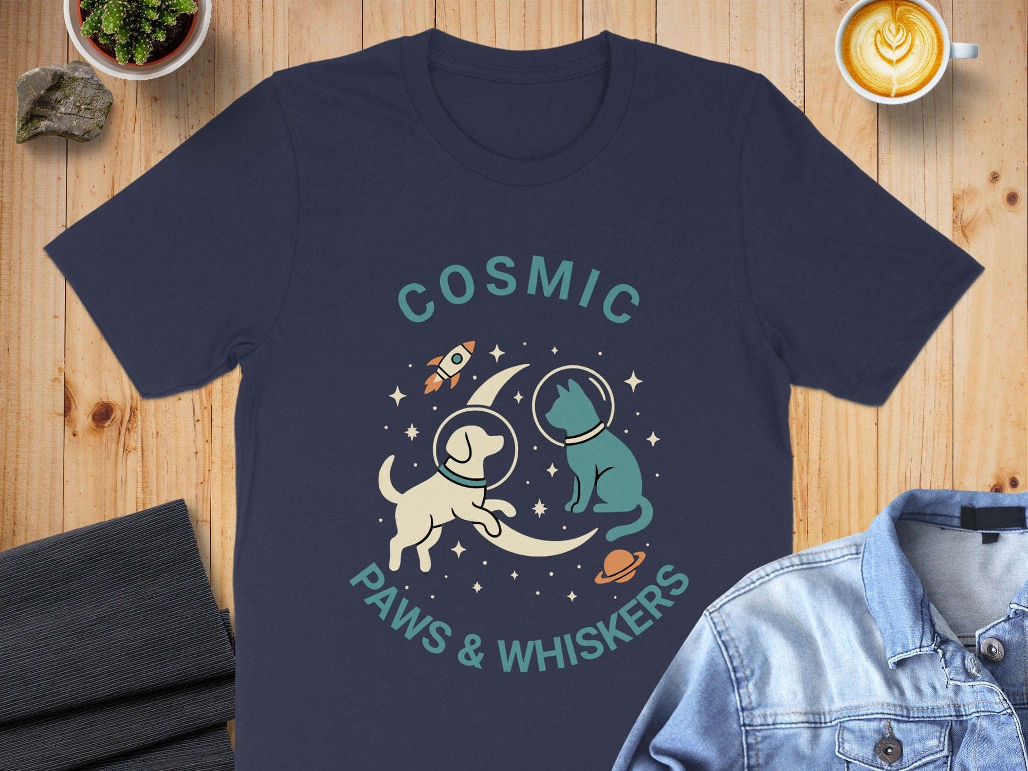 Cosmic Paws and Whiskers Graphic T-Shirt