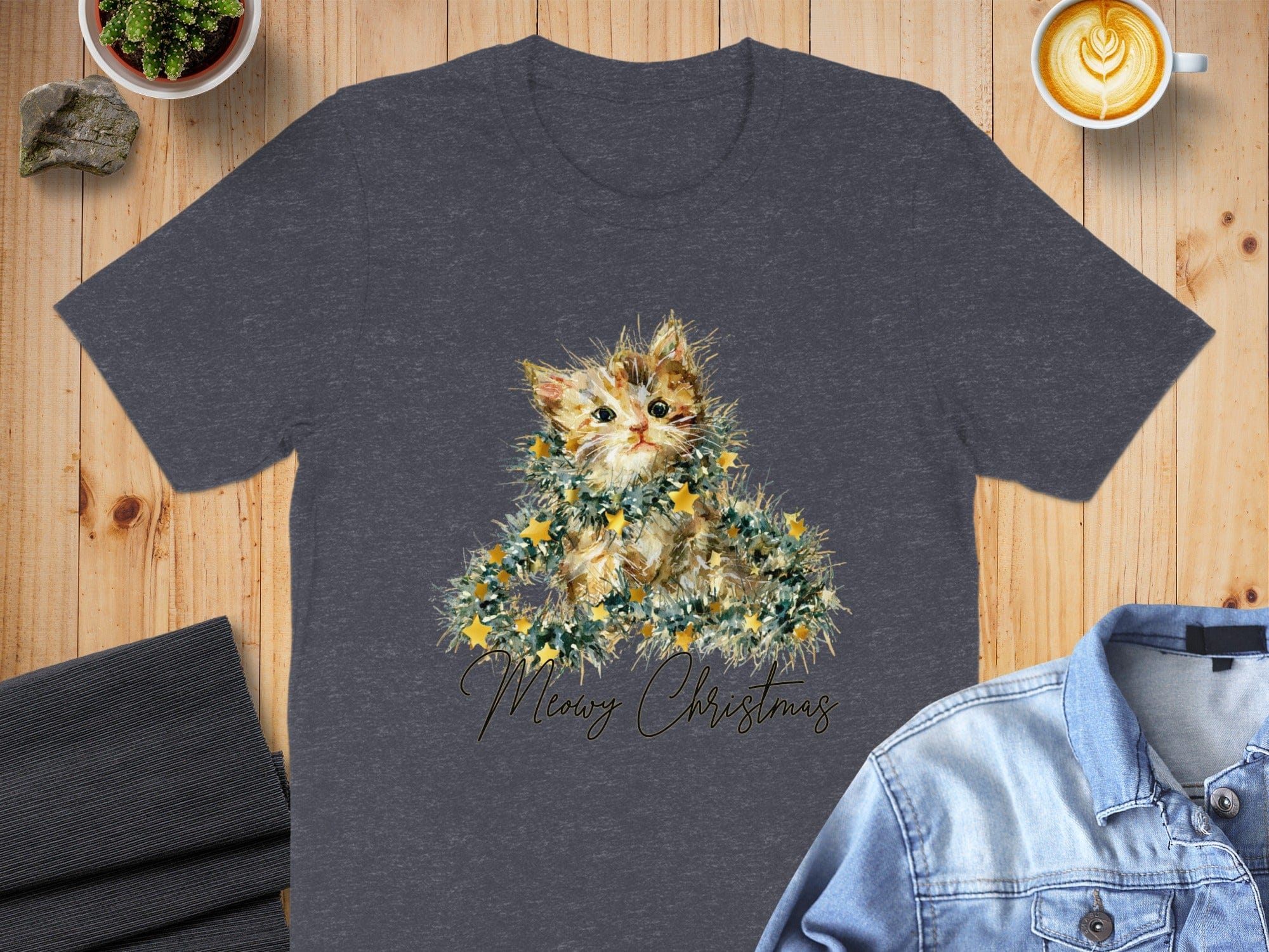 Cute Kitten Merry Christmas T-Shirt for Holiday Festivities