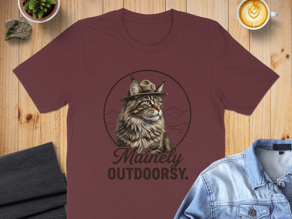Mainly Outdoorsy Maine Coon Cat T-Shirt