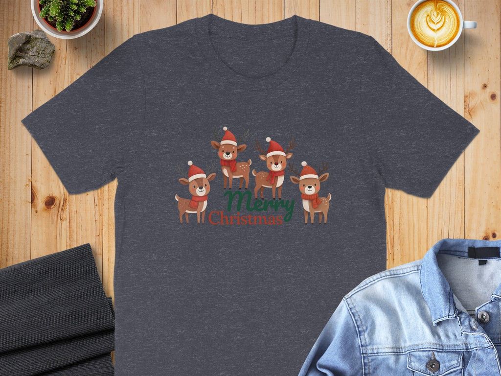 Merry Christmas Reindeer Family Graphic T-shirt