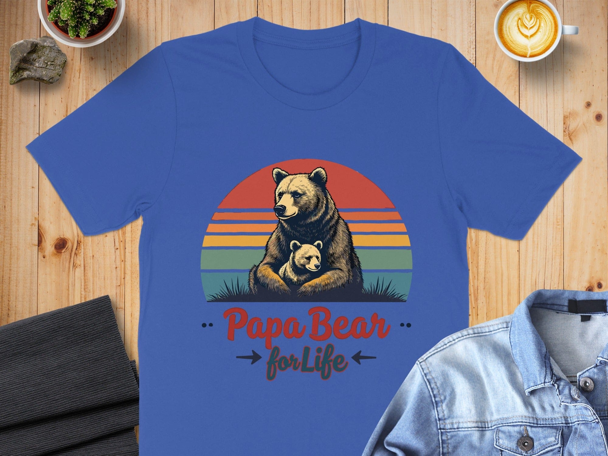 Papa Bear for Life Blue Graphic T-shirt product
