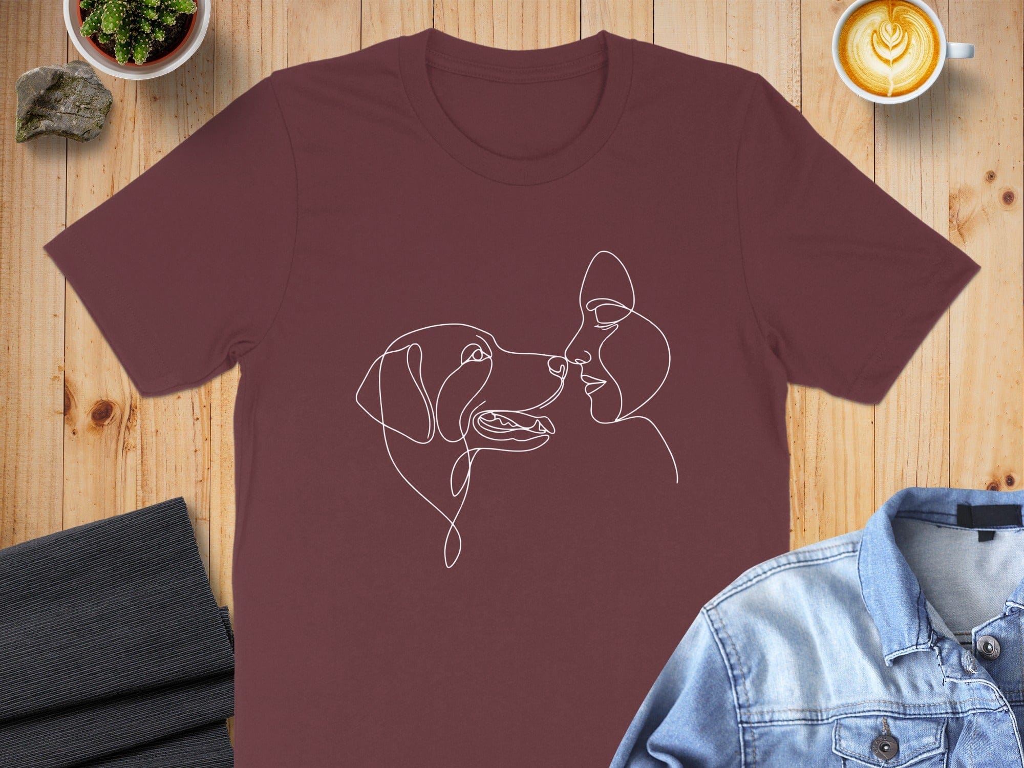 Artistic Dog and Human Line Art Graphic Tee