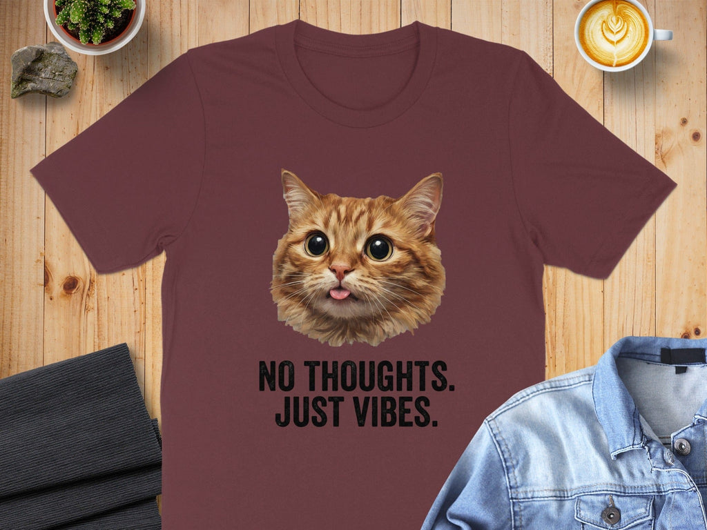 Orange Tabby No Thoughts Just Vibes T-Shirt