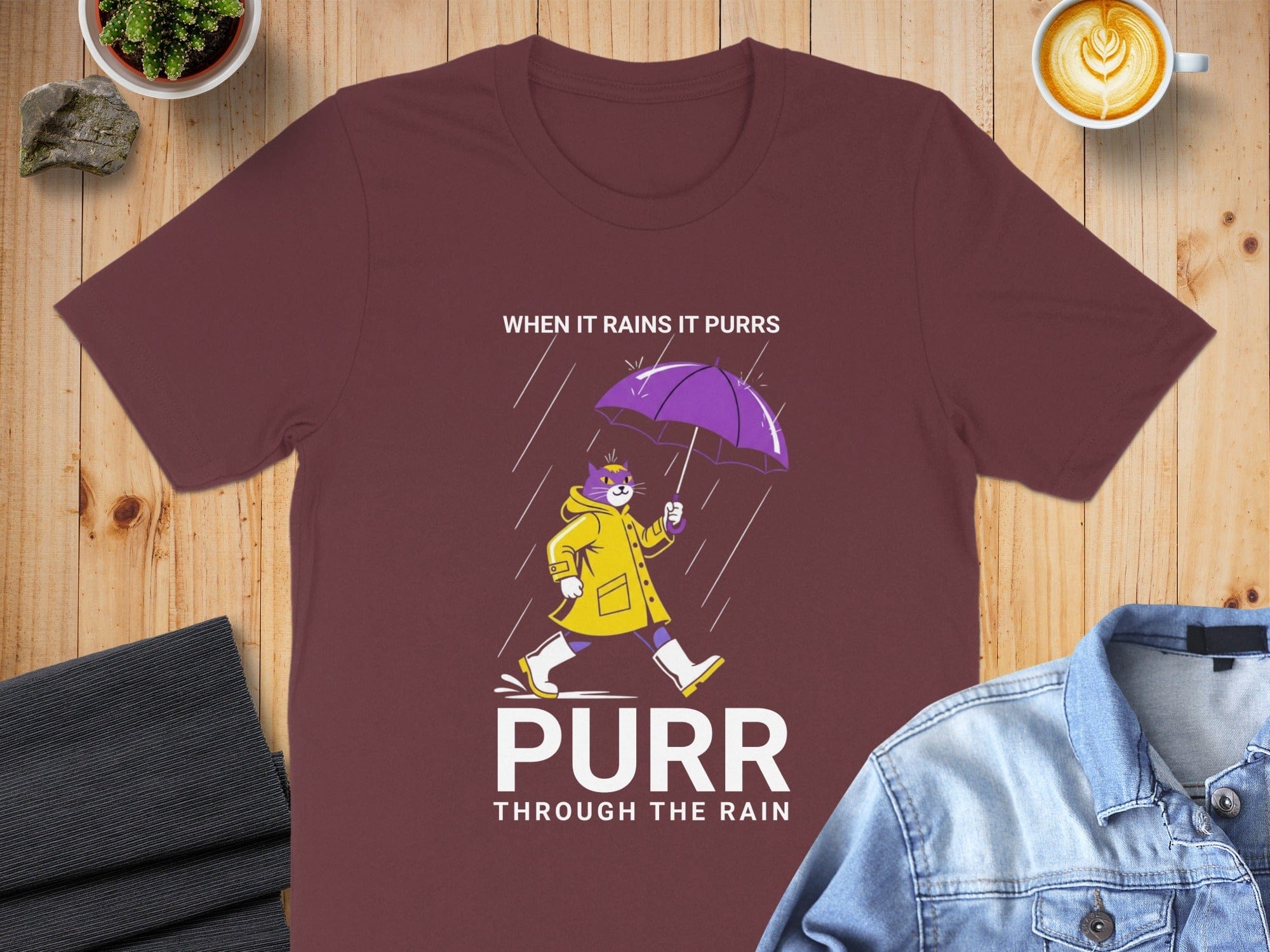 When It Rains It Purrs Through The Rain T-shirt