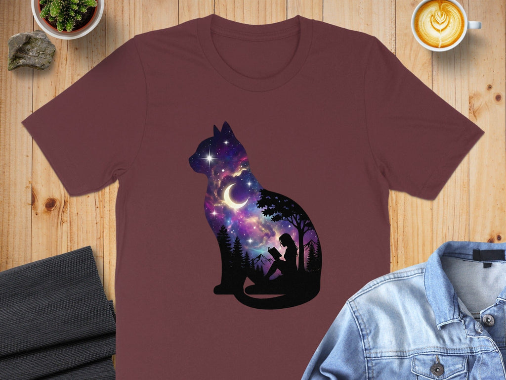Celestial Cat and Book Lover Design Shirt