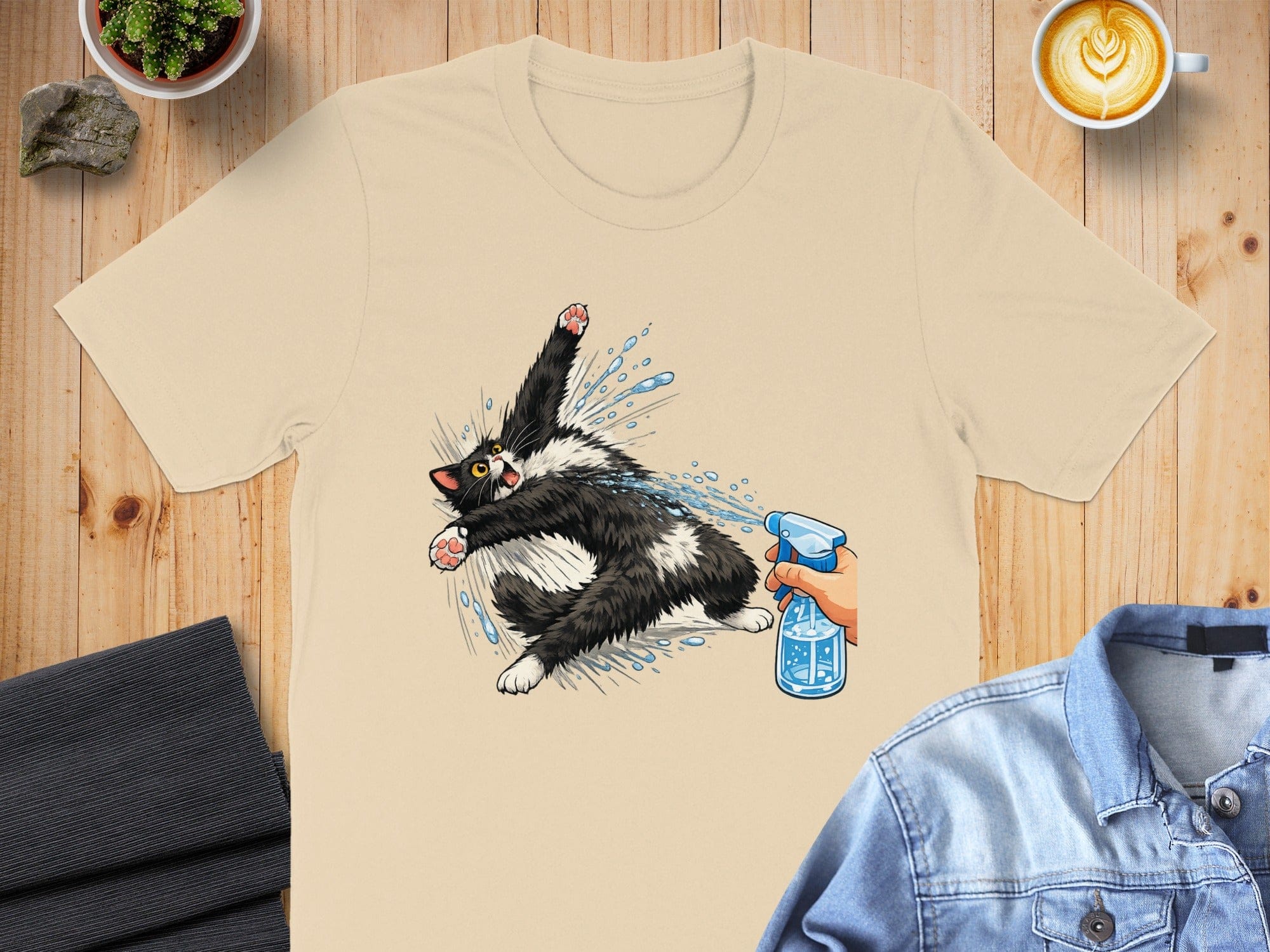 Funny Cat Getting Sprayed T-shirt for Cat Lovers