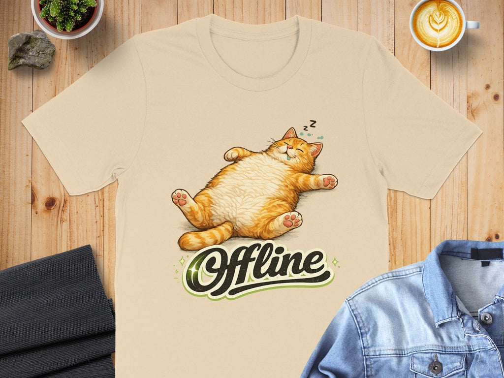 Cute Sleeping Cat Offline Print Short Sleeve Shirt