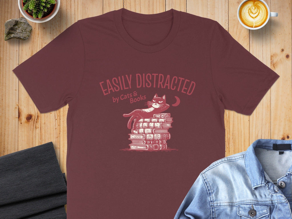 Easily Distracted by Cats & Books T-shirt product