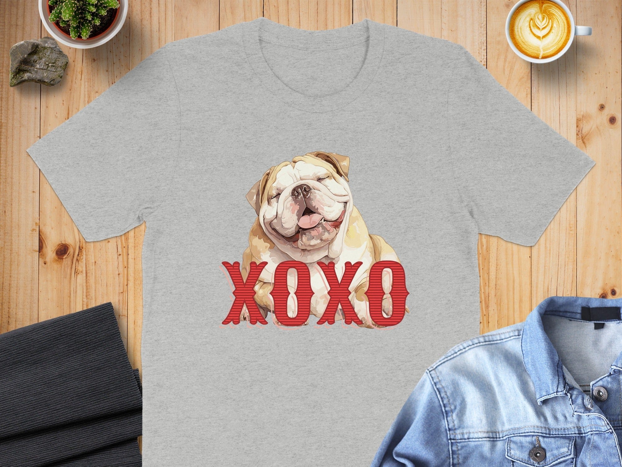 Adorable Bulldog XOXO Graphic T-Shirt Perfect Gift