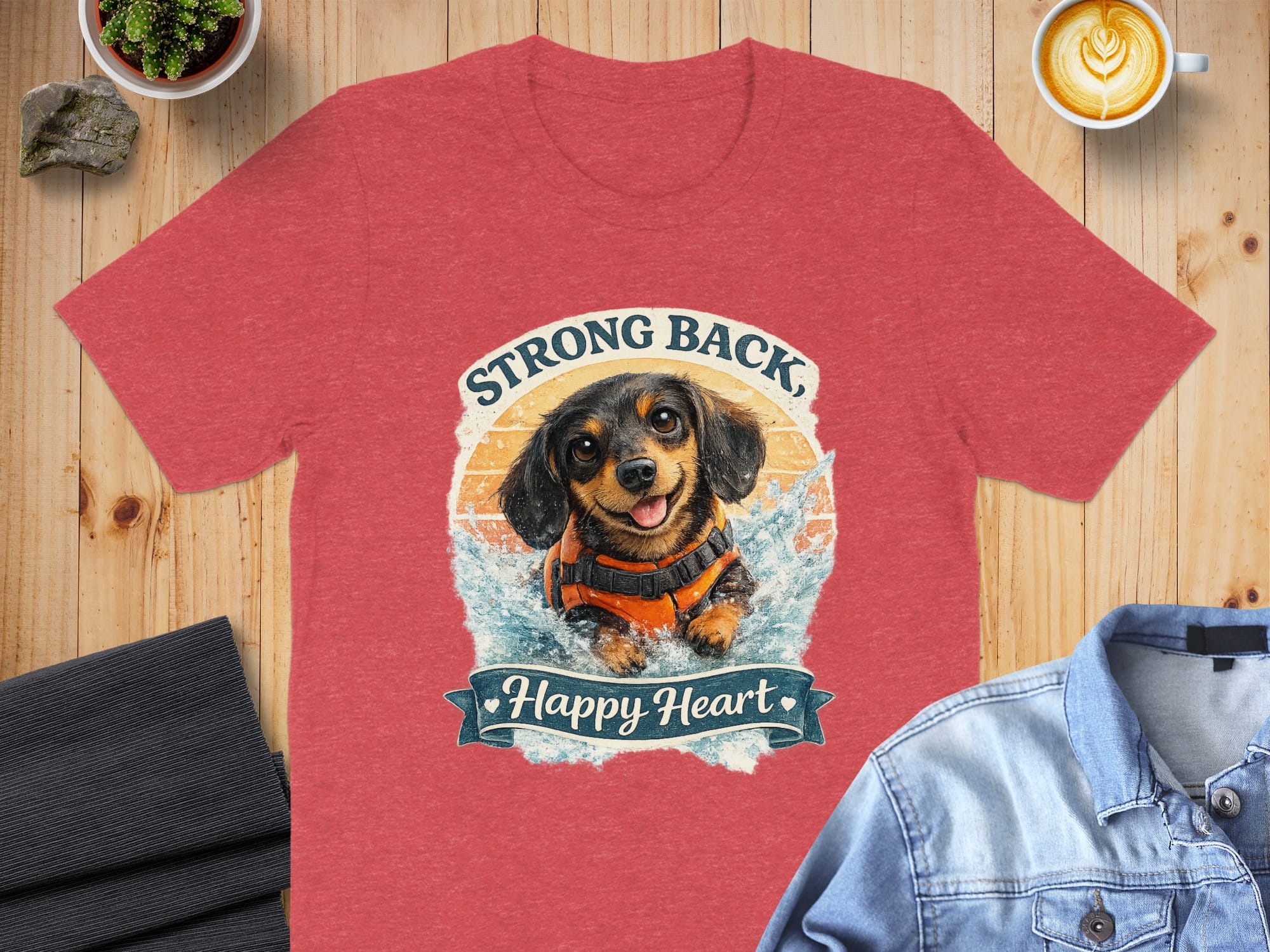 Strong Back Happy Heart Dachshund Graphic T-Shirt