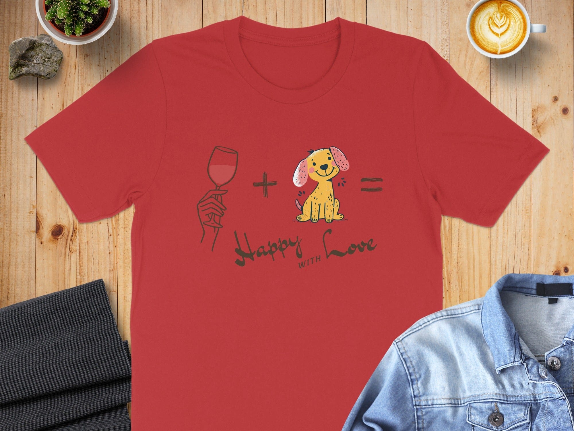 Wine Love Dog Equals Happy with Love Shirt