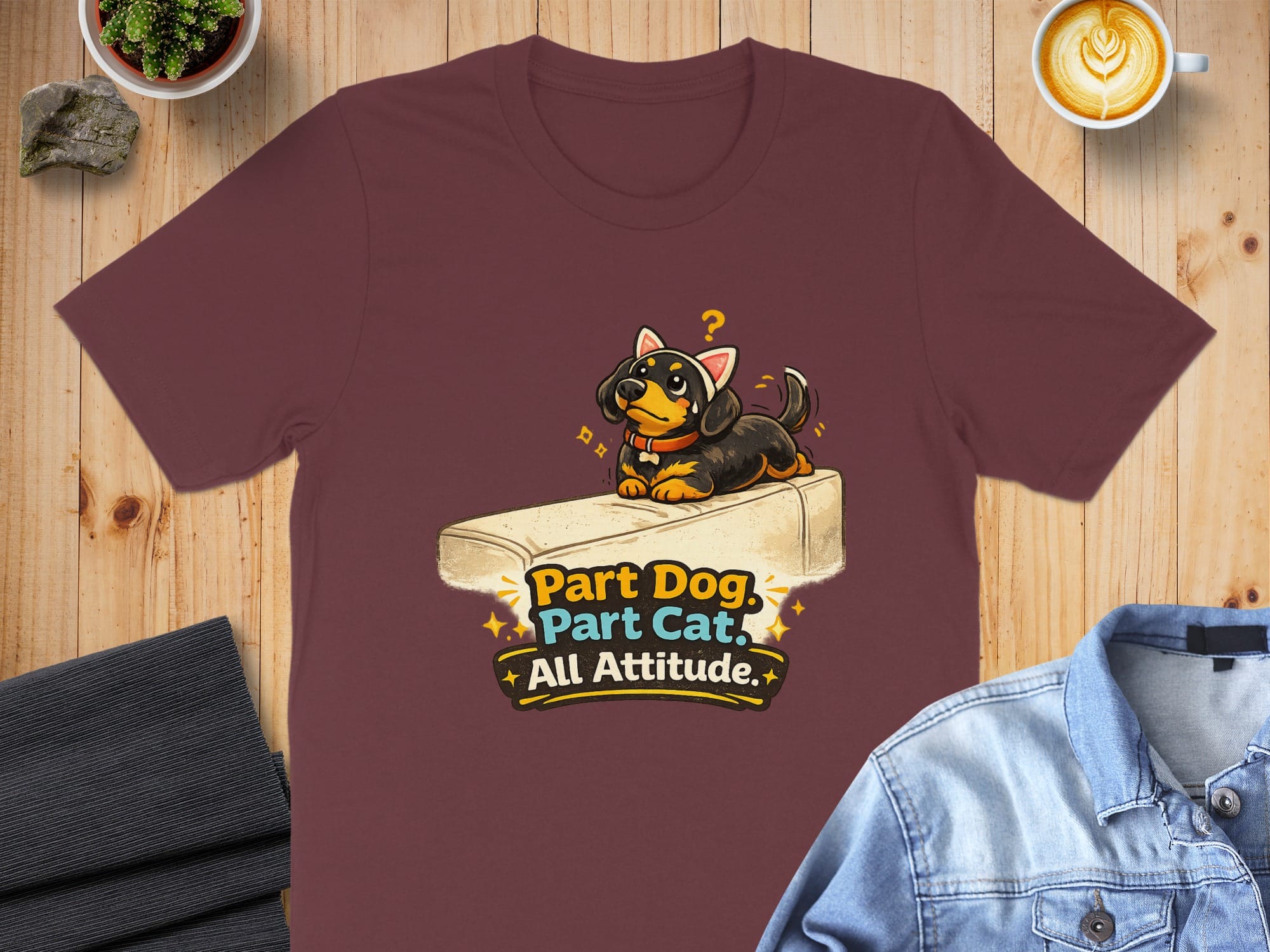 Part Dog Part Cat All Attitude Graphic T-shirt