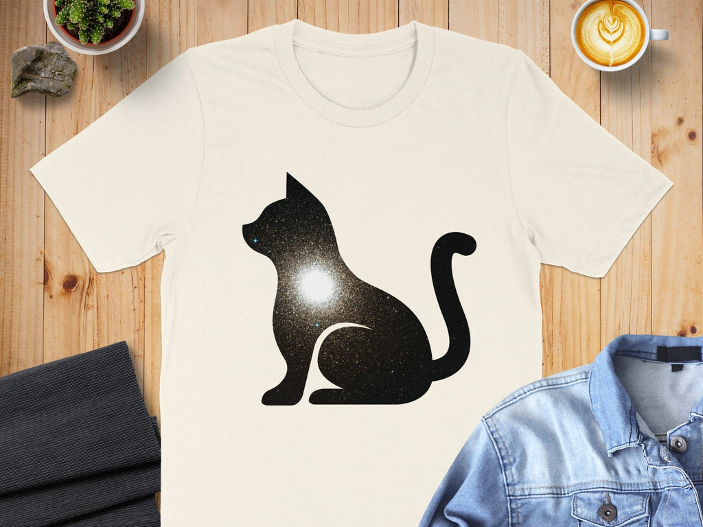 Galaxy Silhouette Cat T-Shirt Ideal for Cat Lovers