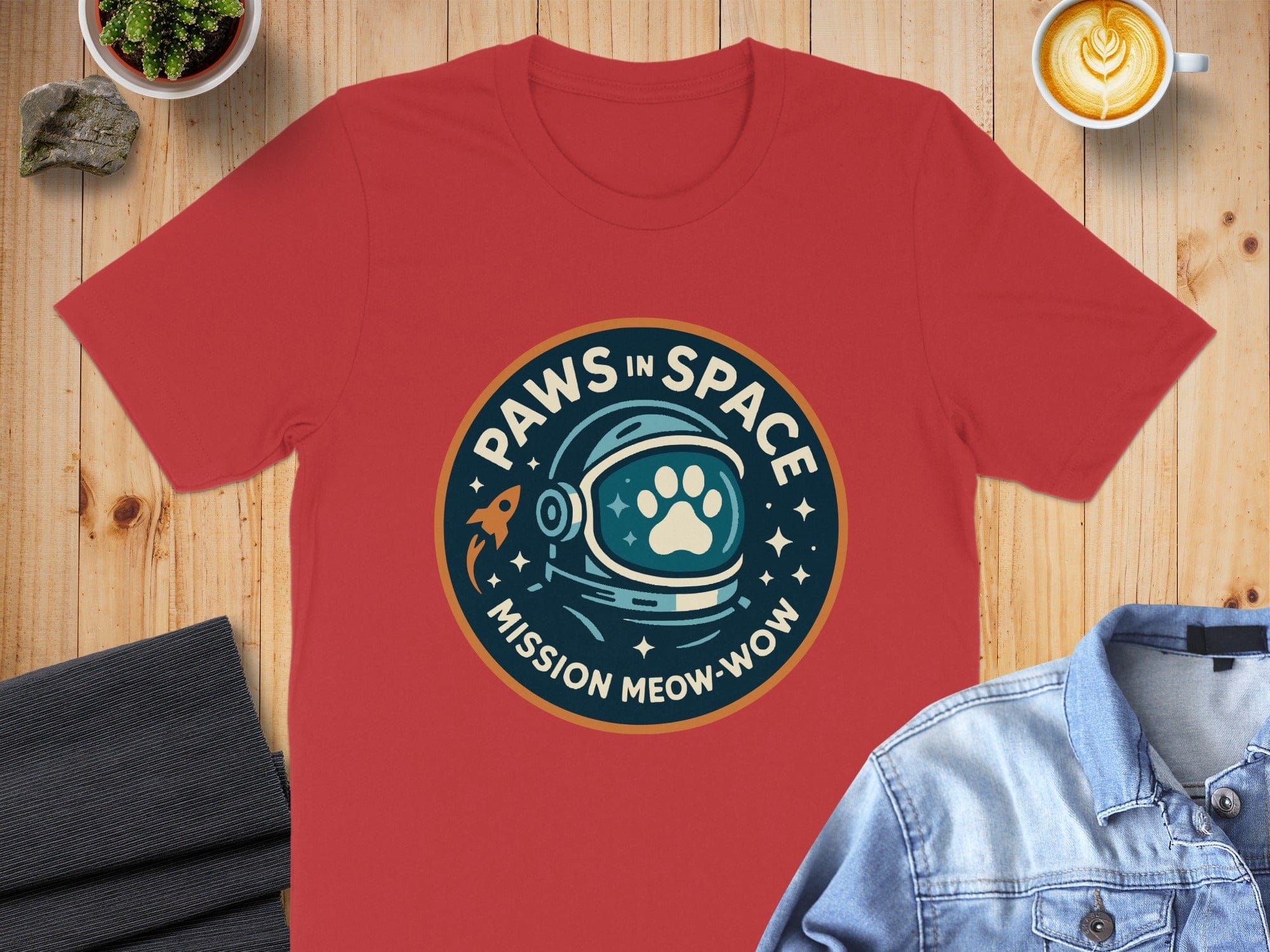 Paws in Space Mission Meow-Wow Graphic T-Shirt