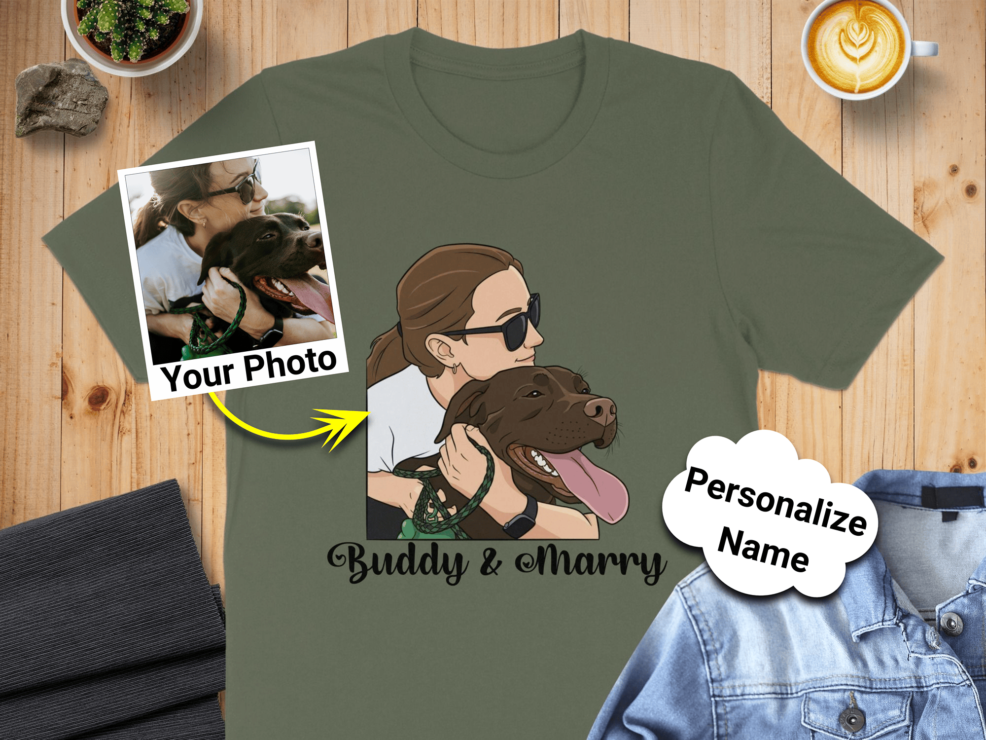 Custom Illustrated Your Photo Buddy and Marry Shirt
