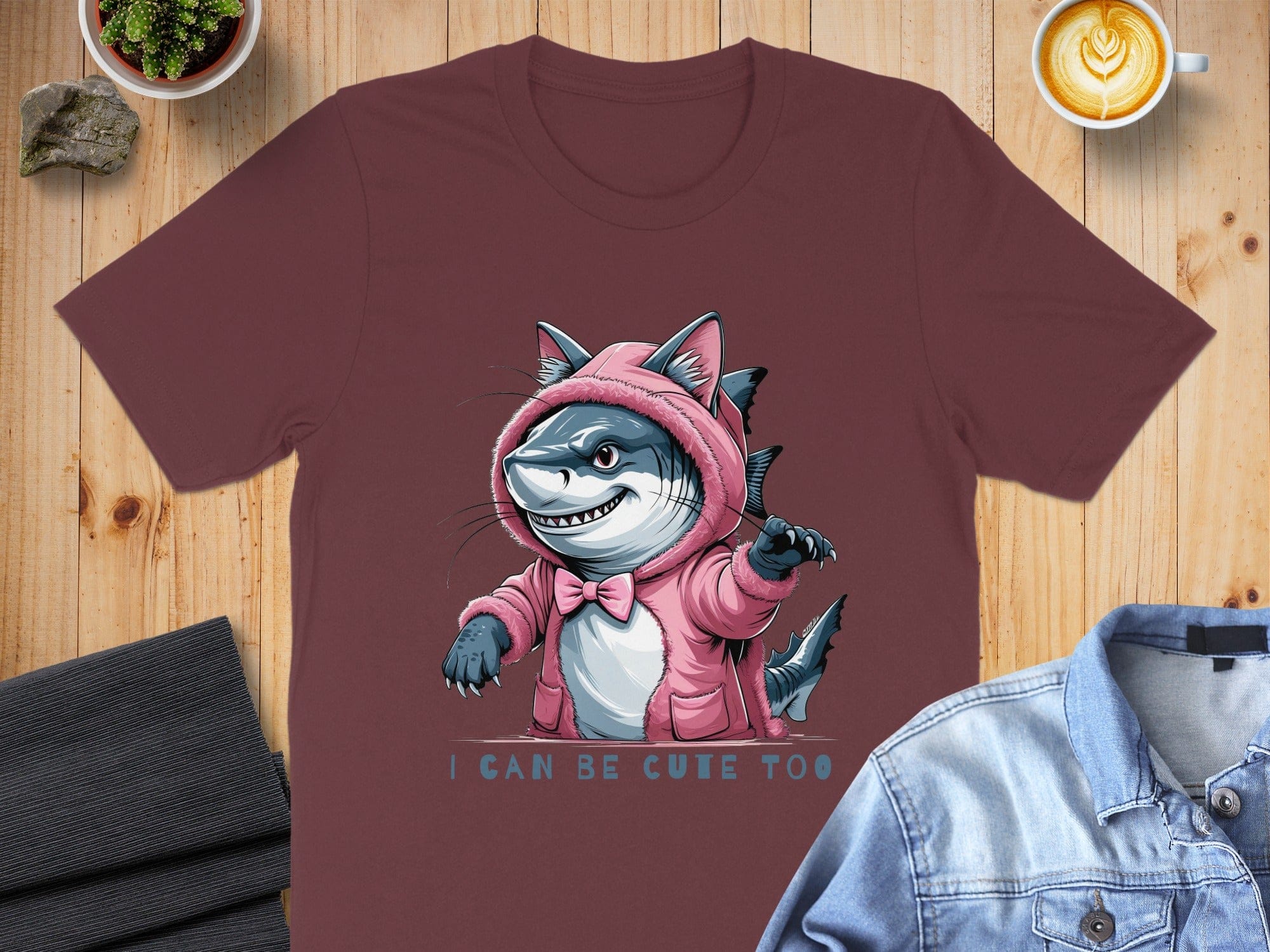 Shark in Hoodie I Can Be Cute Too T-shirt