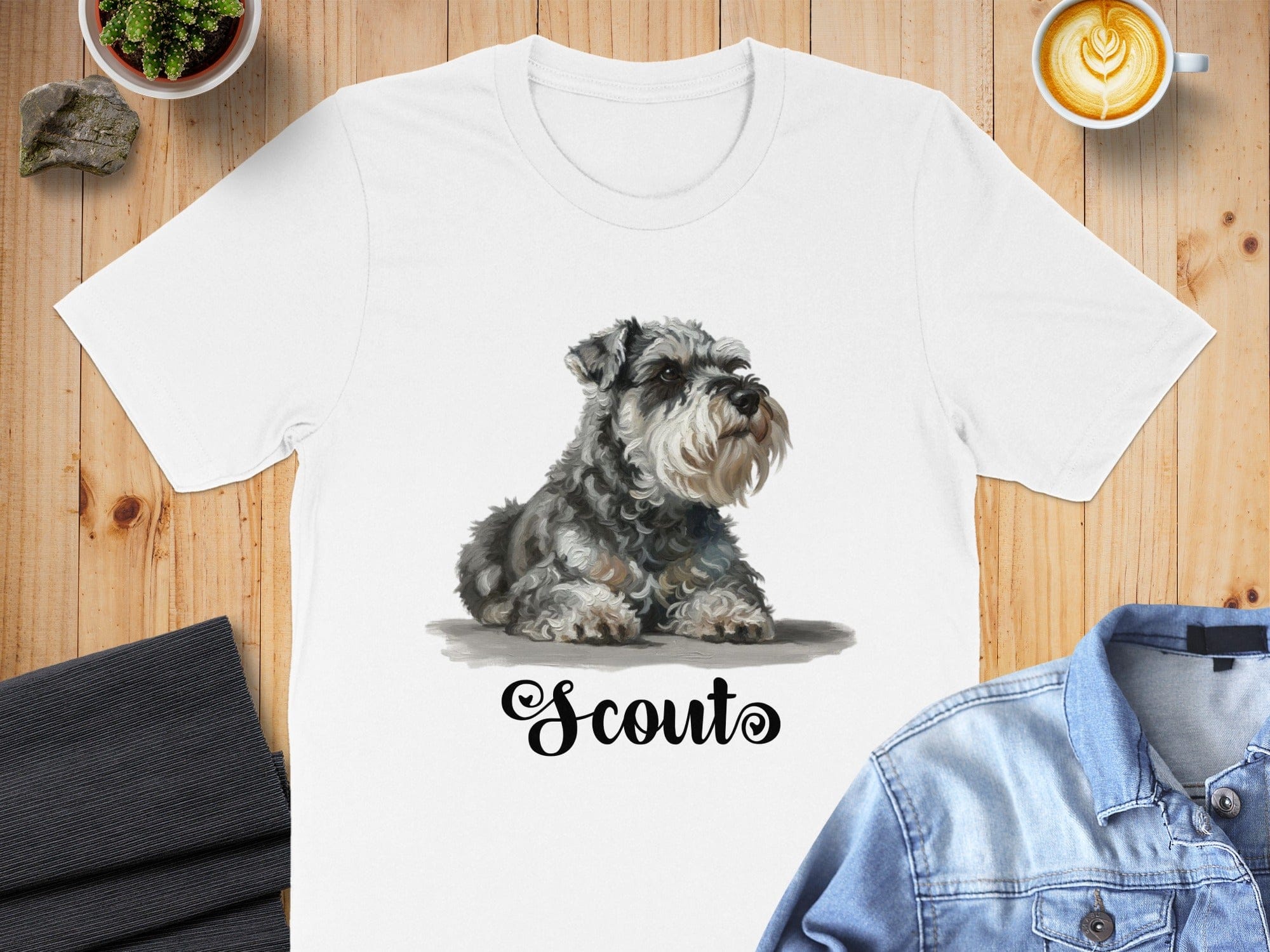 Adorable Schnauzer Dog Scout Print T Shirt