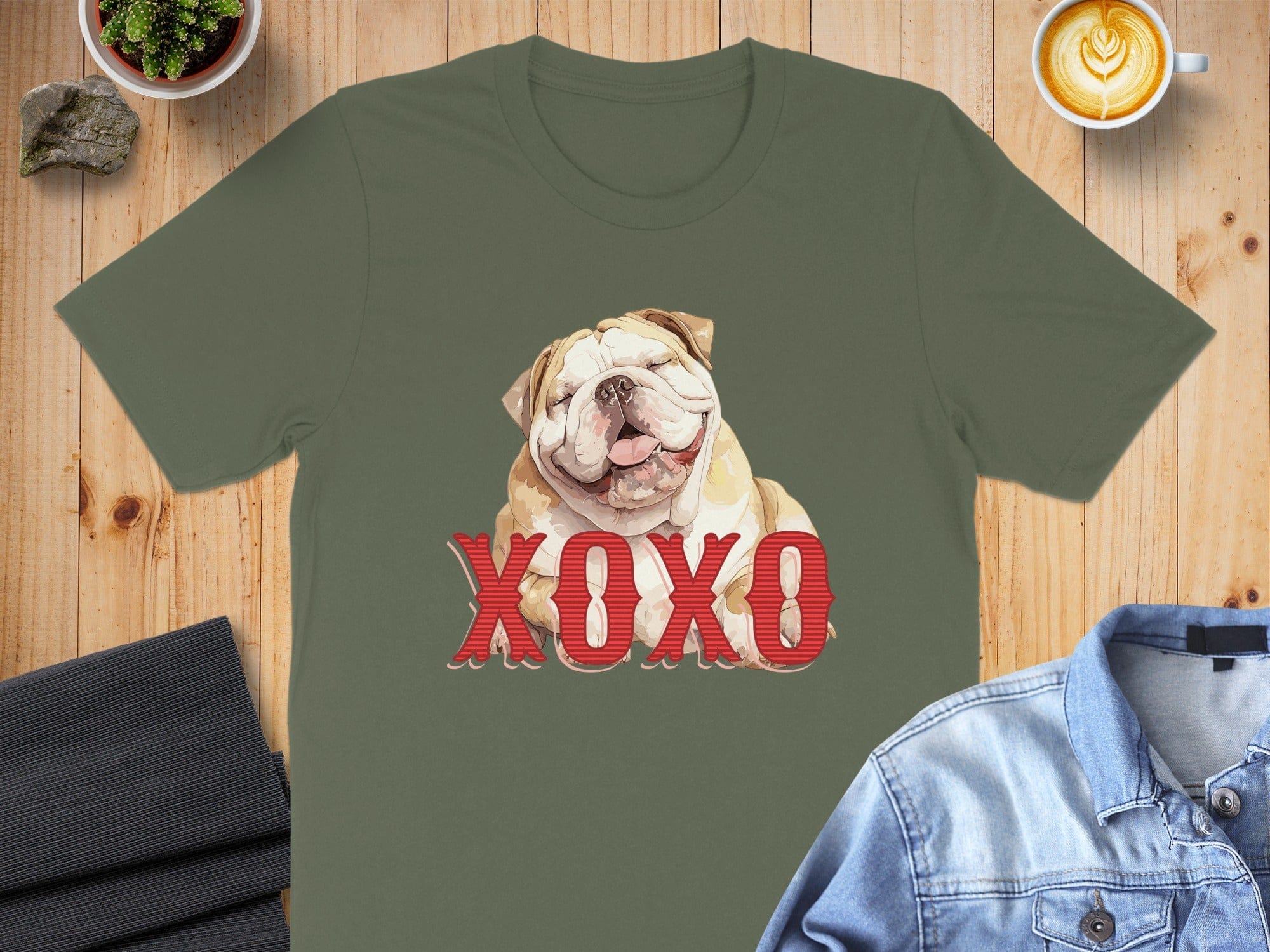 Cute Bulldog XOXO Graphic T-Shirt for Dog Lovers