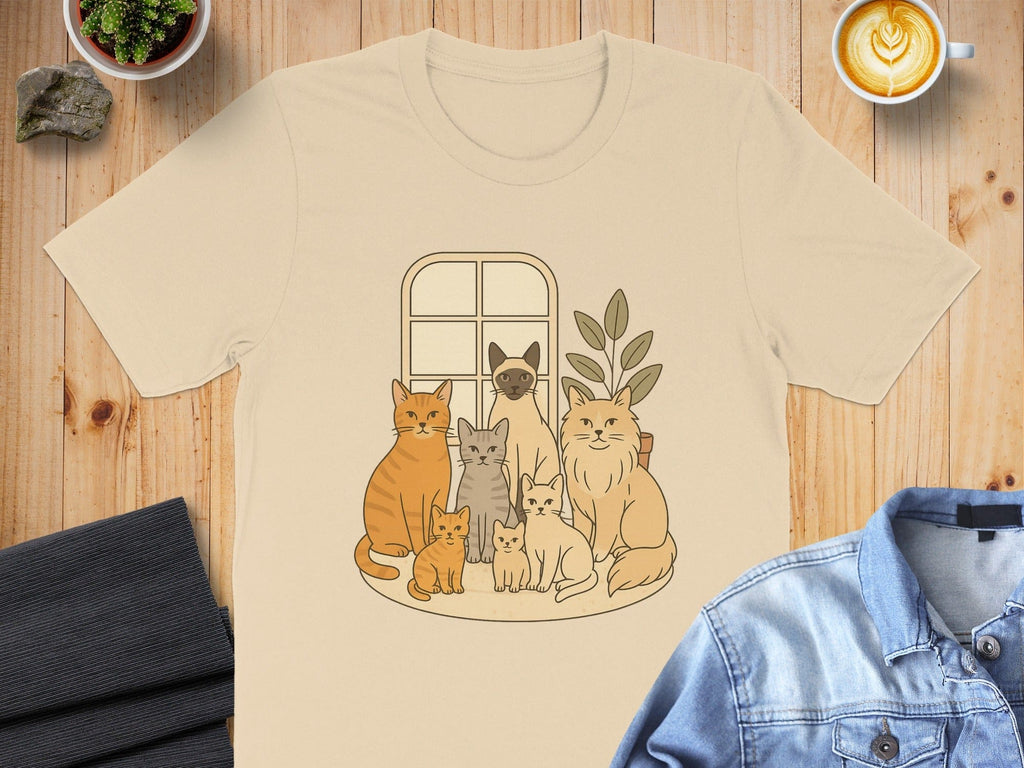 Cat Family Illustration Window Scene Shirt