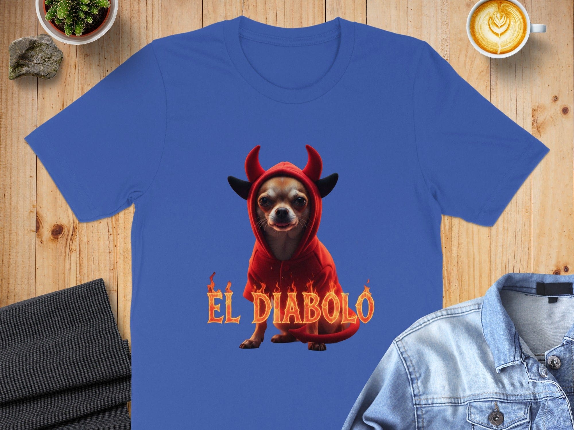 El Diablo Dog in Red Hoodie Graphic Tee