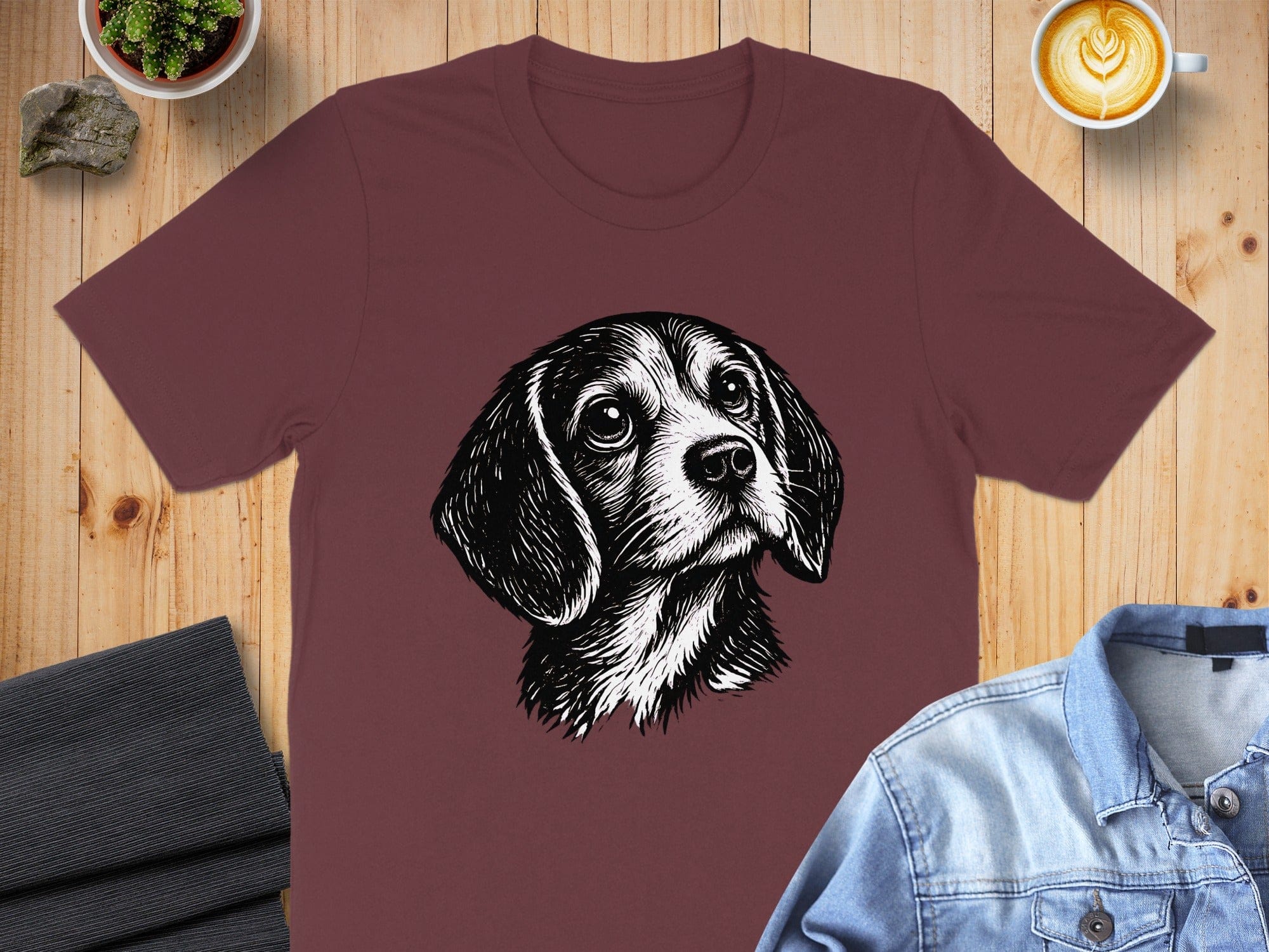 Beagle Dog Face Sketch T-Shirt Dog Lover Apparel