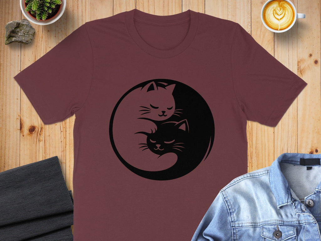 Yin Yang Cat Graphic Tee for Pet Lovers Stylish Shirt