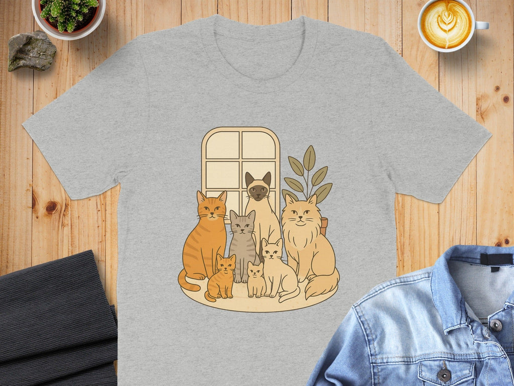 Cute Cats Sitting in Front of Window T-shirt