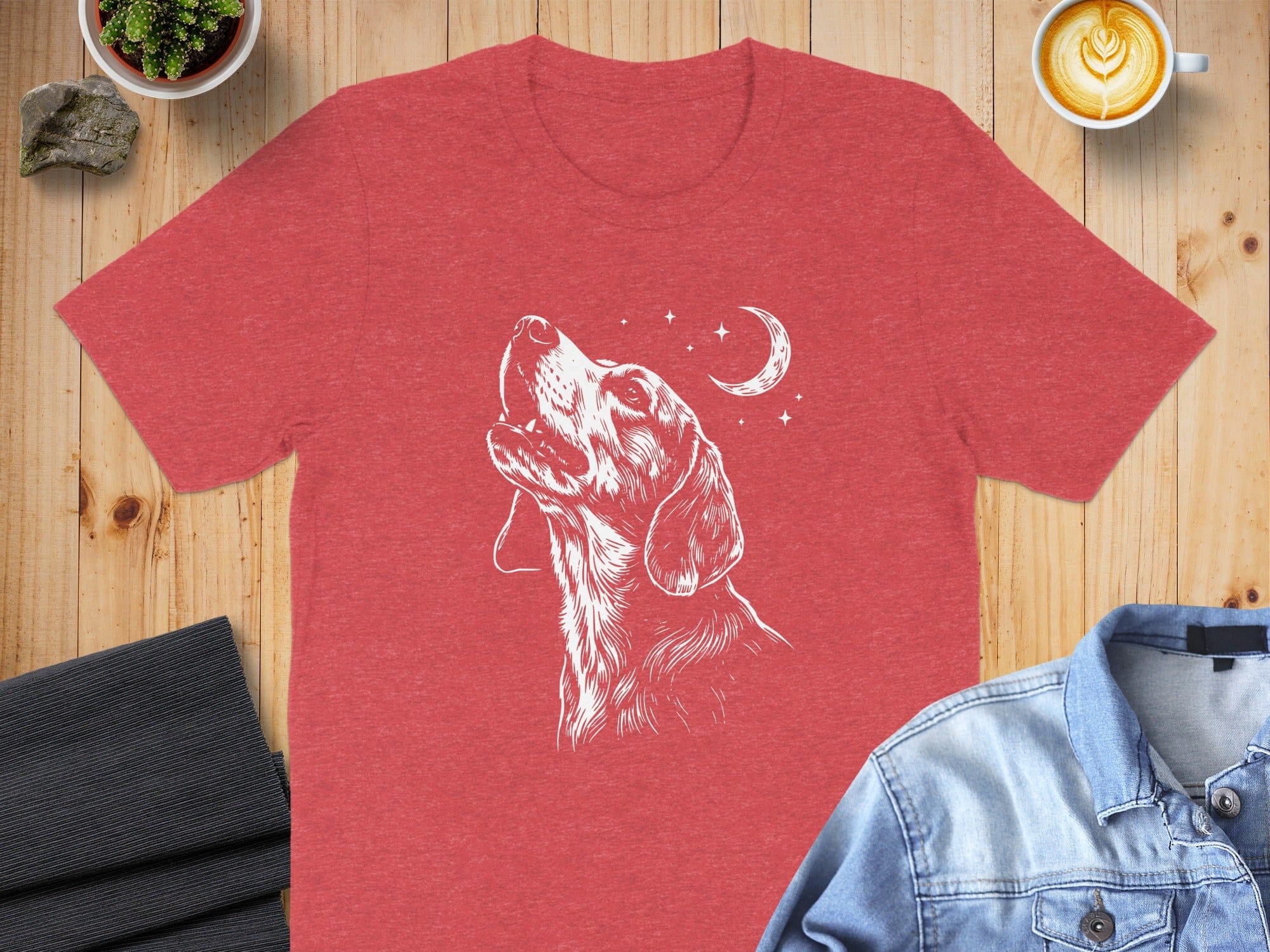 Dog and Moon Graphic Artistic Design T-shirt