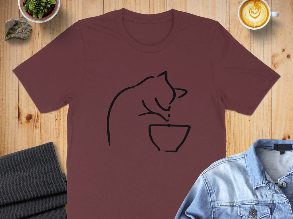 Sketch Cat with Tea T-Shirt