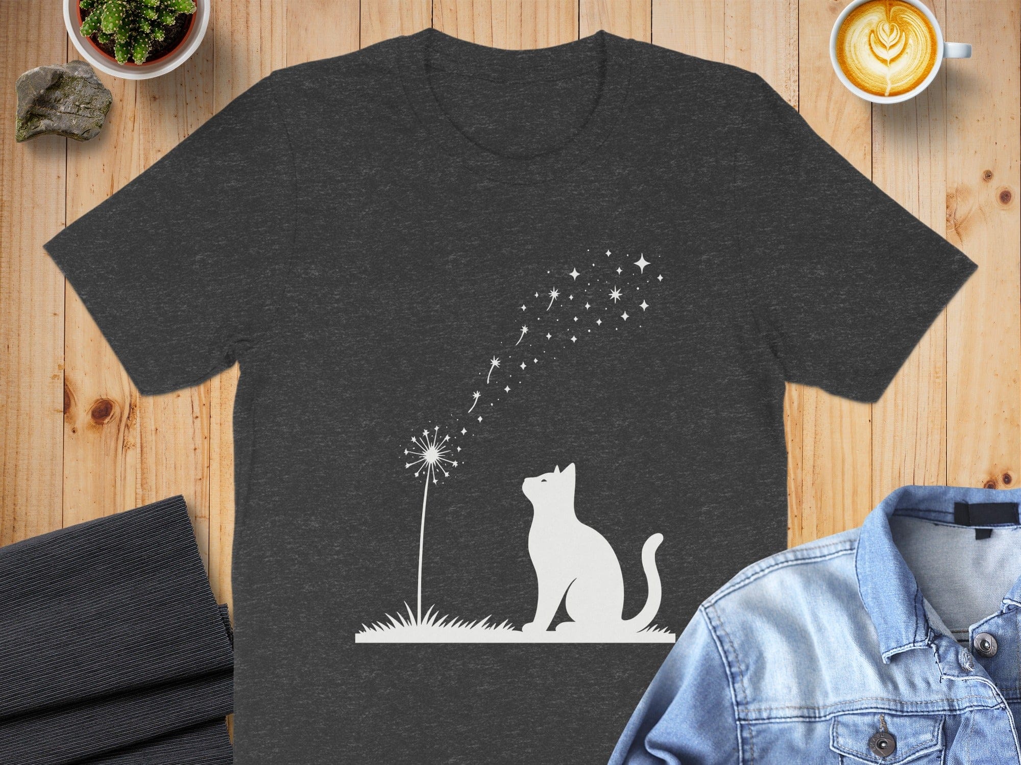 Cat and Dandelion Graphic T-shirt Casual or Gift Item