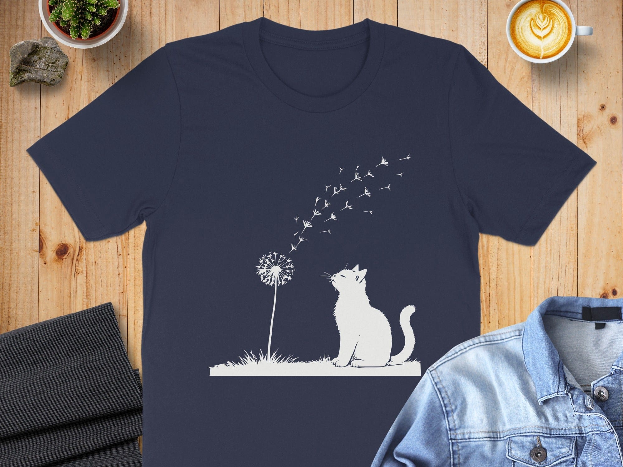 Cat and Dandelion Design T-shirt product