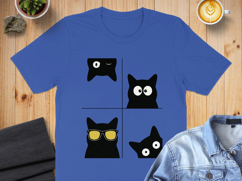 Cute Black Cat Faces Graphic Design T-shirt Product