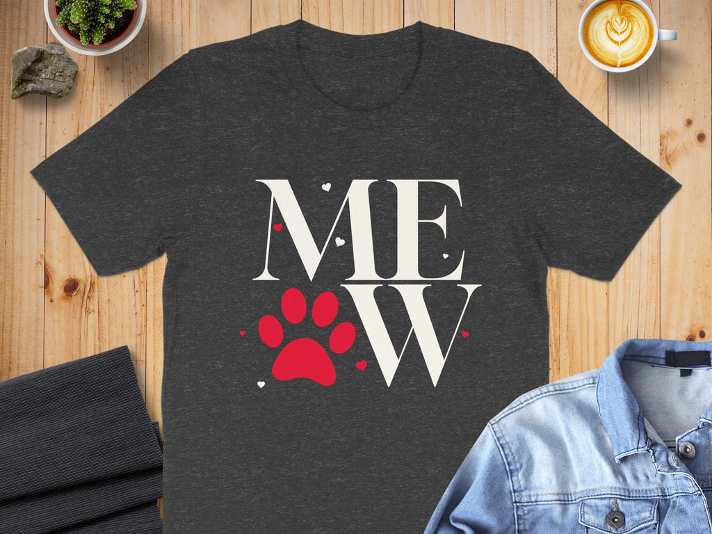 MEW Shirt with Red Paw Print and Hearts