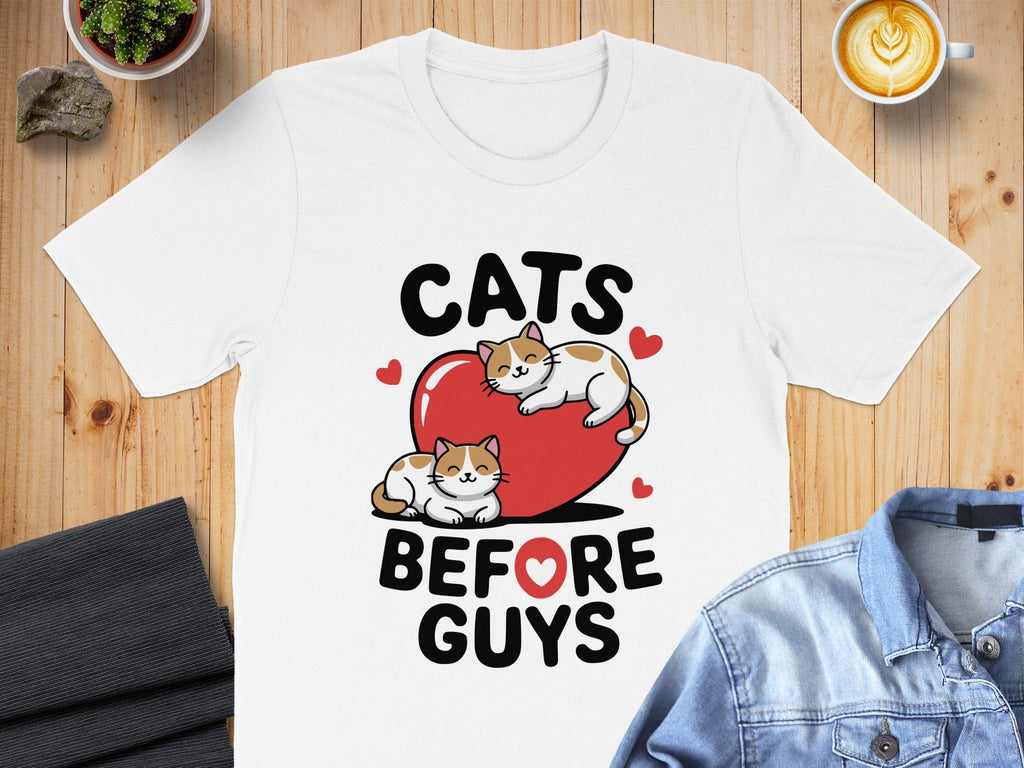 Cats Before Guys heart love cute tee shirt