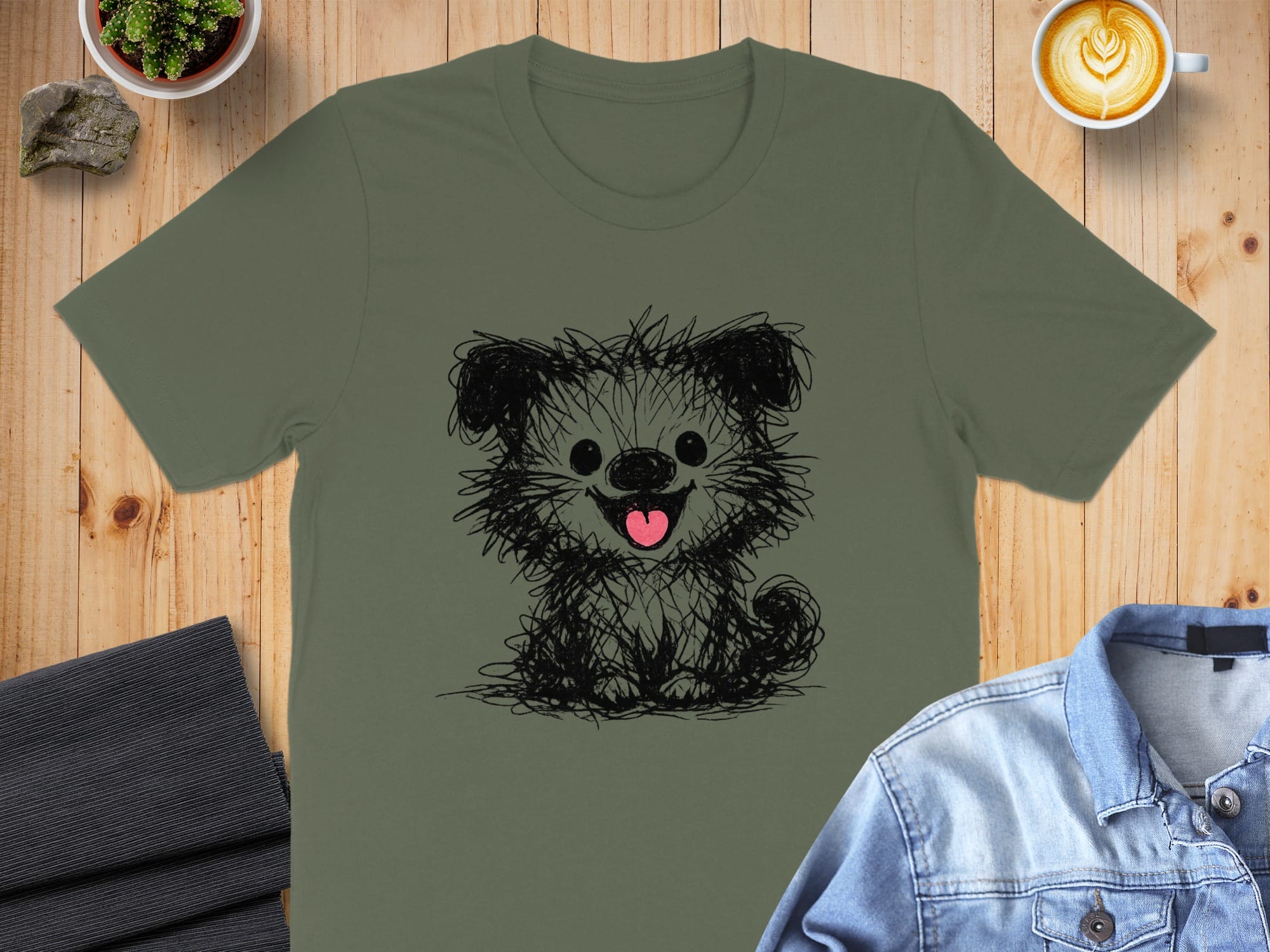 Cute Happy Puppy Illustration on T-Shirt