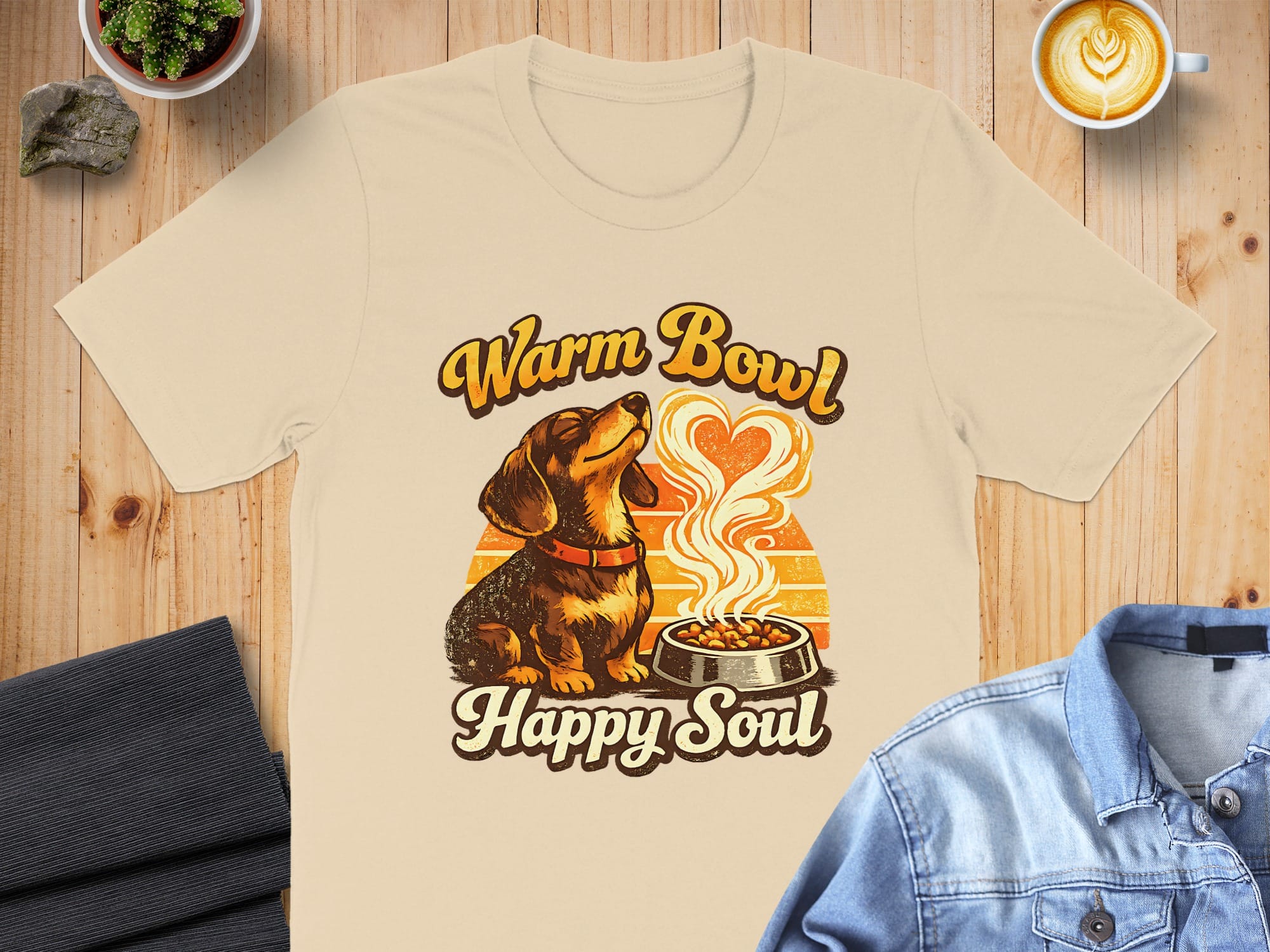 Warm Bowl Happy Soul Dachshund Graphic T-Shirt
