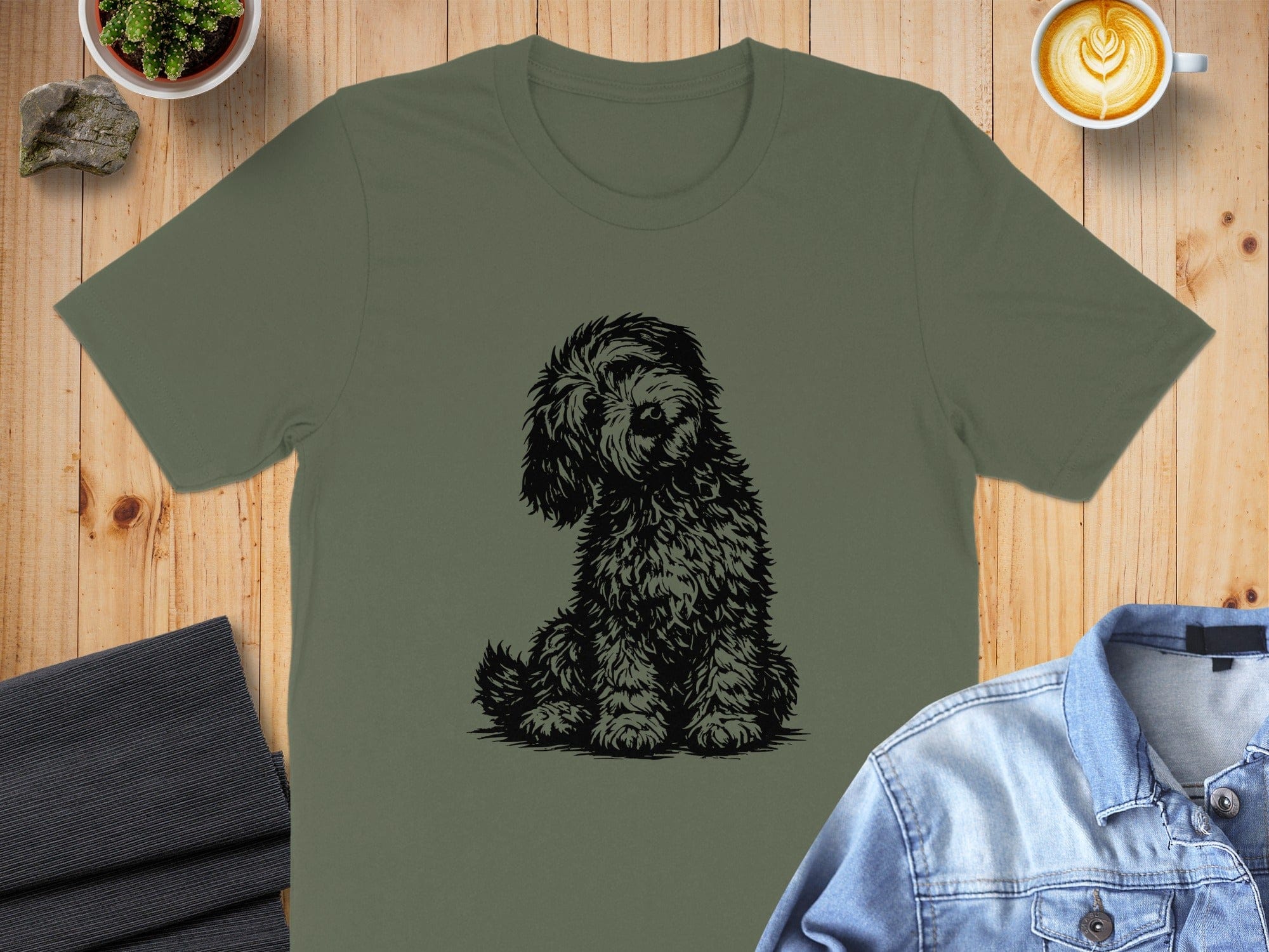 Adorable Fluffy Dog Graphic T-Shirt Design Product