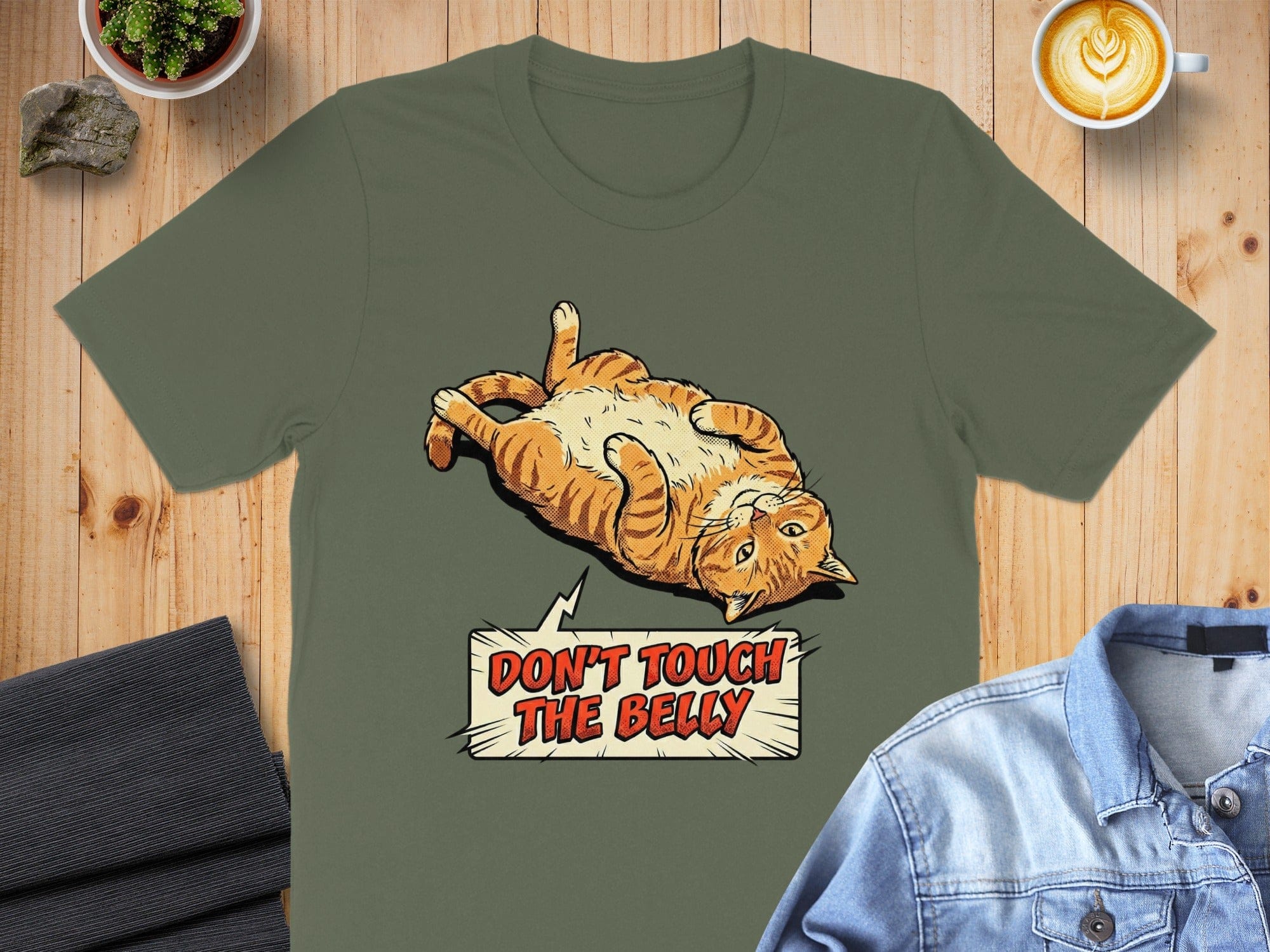 Don't Touch The Belly Cat Graphic T-shirt for Cat Lovers